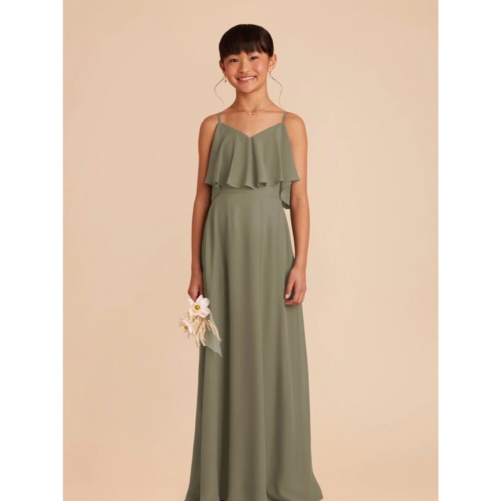 Birdy Grey Olive Green Ruffle Bodice Spaghetti Strap Dress
